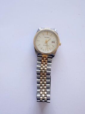 Solina Mechanical Watch Two Tone Gold Silver Date Automatic Style Running